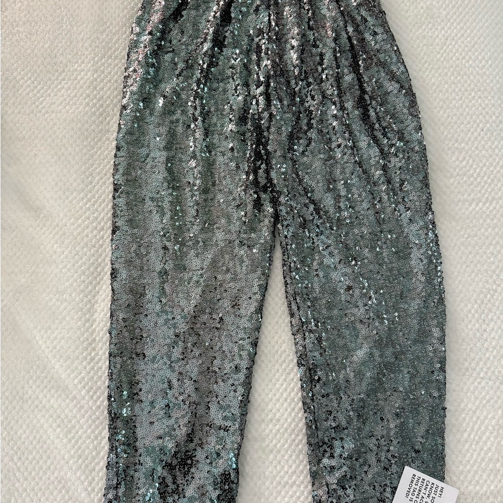 ASOS Design Sequin Slouchy Pants in Gunmetal